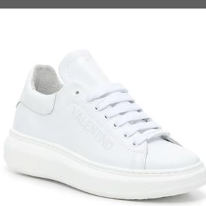 Valentino by Mario Valentino Fresia Leather Platform Sneakers White